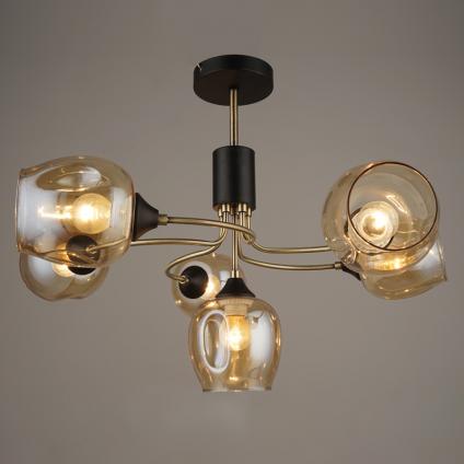 Люстра N3861/6 AB+BK бронза/черный 6x60W E27 d650 h455